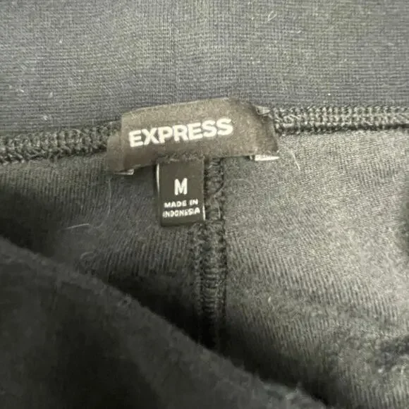 Express Charcoal Black Y2K Velour Pull On Pants Flare Leg Stud Trim Medium Track - Picture 3 of 4